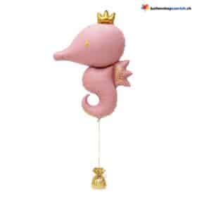 Seepferdchen Ballon Rosa Krone
