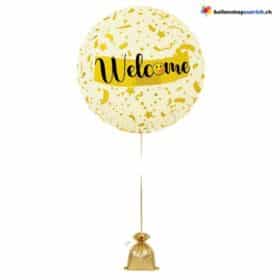 Willkommen Folienballon Gold Konfetti