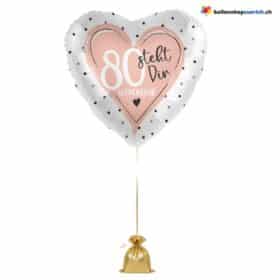 80 steht Dir wunderbar Herz Ballon Weiss Rosa