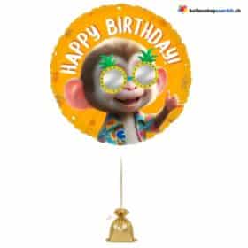 Affe Happy Birthday Ballon Orange Tropisch