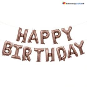 Happy Birthday Buchstaben Schriftzug Girlande Bronze Braun