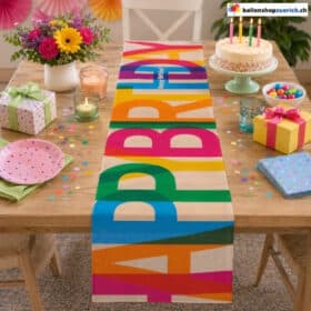 Happy Birthday Tischläufer Regenbogen Bunt