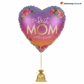 Muttertag Ballon Herz Best Mom In The World Rosa