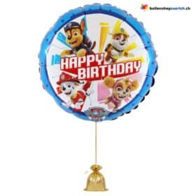 Paw Patrol Ballon Blau Happy Birthday Rund