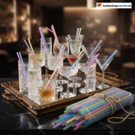Bunte Plastikstrohhalme Gerade