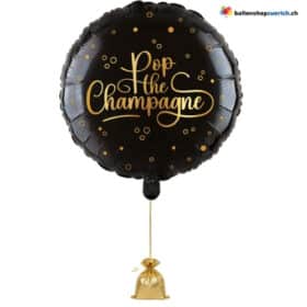 Champagner Folienballon Schwarz Gold Pop the Champagne