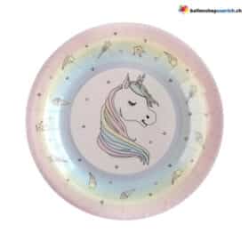 Einhorn Einwegteller Rosa 22cm