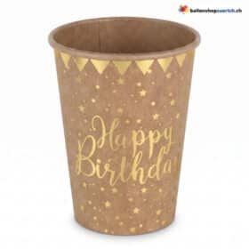 Einwegbecher Geburtstag Braun Gold 10-teilig