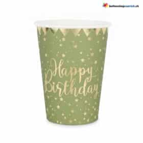 Einwegbecher Geburtstag Olive Gold
