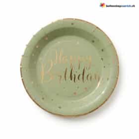 Einwegteller Geburtstag Olive Gold Happy Birthday