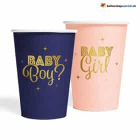Gender Reveal Pappbecher Baby Boy Baby Girl 8-teilig