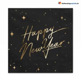 Happy New Year Servietten Gold Schwarz