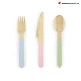 Holzbesteck Pastell für 6 Personen