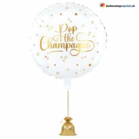 Champagner Folienballon Schwarz Gold Pop the Champagne
