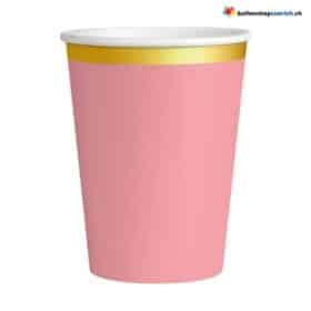 Einwegbecher Baby Rosa Goldrand