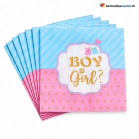Gender Reveal Einweg Servietten Boy or Girl Rosa Blau