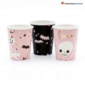 Halloween Einwegbecher Boo Rosa Schwarz