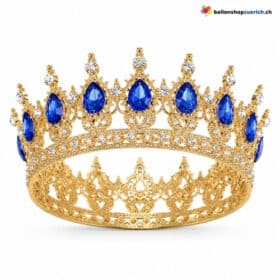 Corona de oro azul con piedras preciosas