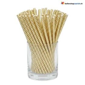 Strohhalme Gold Weiss Zickzack