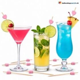 Cocktailspiesse Herz Rosa
