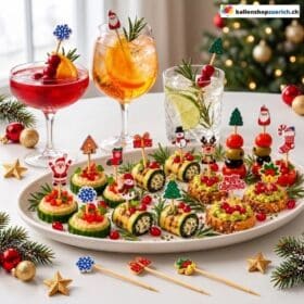 Cocktail skewers, Christmas finger food, mixed