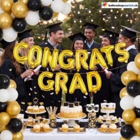 Congrats Grad Folienballon Girlande Gold Abschluss Party