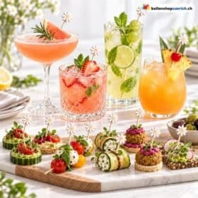 Fingerfood und Cocktail Spiesse Gänseblümchen Weiss