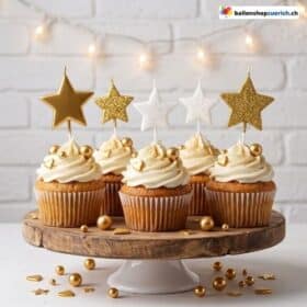 Kuchenkerzen Sterne Gold Set