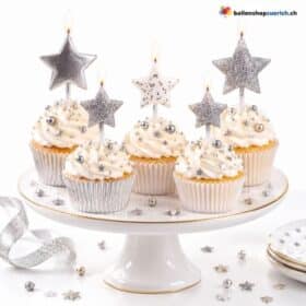 Kuchenkerzen Sterne Silber Set