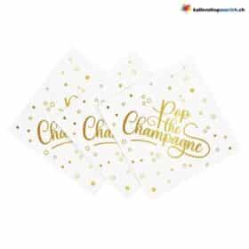 Estoure o champanhe com guardanapos brancos