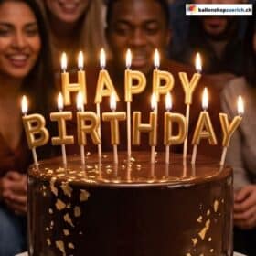 Velas de aniversário Feliz Aniversário Champanhe Dourado